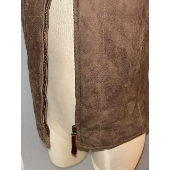 Faconnable Women’s Brown Goatskin Suede Quilted Vest size S Zip Up - Picture 3 of 10